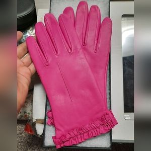 Hilts-Willard Women's Genuine Leather & Cashmere Gloves in Fuchsia - Small
